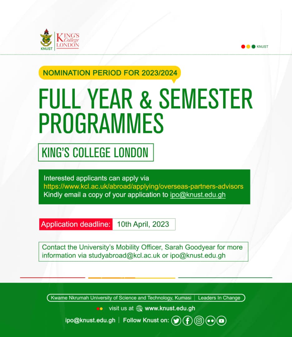 Semester and Year Exchange with our Partners at Kings College, London. 