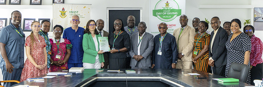 Present at the meeting from KNUST were Mr. Yaw Owusu-Asamoah, Deputy Registrar, Human Resources Division; Professor Christian Agyare, Provost of the College of Health Sciences; Professor Charles Ofosu Marfo, College of Humanities and Social Sciences; Dr. (Mrs.) Victoria Ogunnike Faleke, Head of Department of Language and Communication Sciences; Dr. Edward Kofi Adu Manyah and Mr. Michael Damoah, from the Department of Languages and Communication Sciences; and Mrs. Yvonne Baiden, Senior Assistant Registrar, IPO.  Accompanying Professor Nil were Professor Assi N'Guessan, Associate Professor in Applied Mathematics and Applications of Mathematics; Professor Gervais Martial Essama Zoh, Associate Professor in Management Science and Dr. Joseph Armando Soba, Director for International Development. From Campus France were Luqeurt Nolwenn, Head of Campus France, Ghana and Julien Lecas, Head of Cooperation and Culture, both at the French Embassy Ghana.